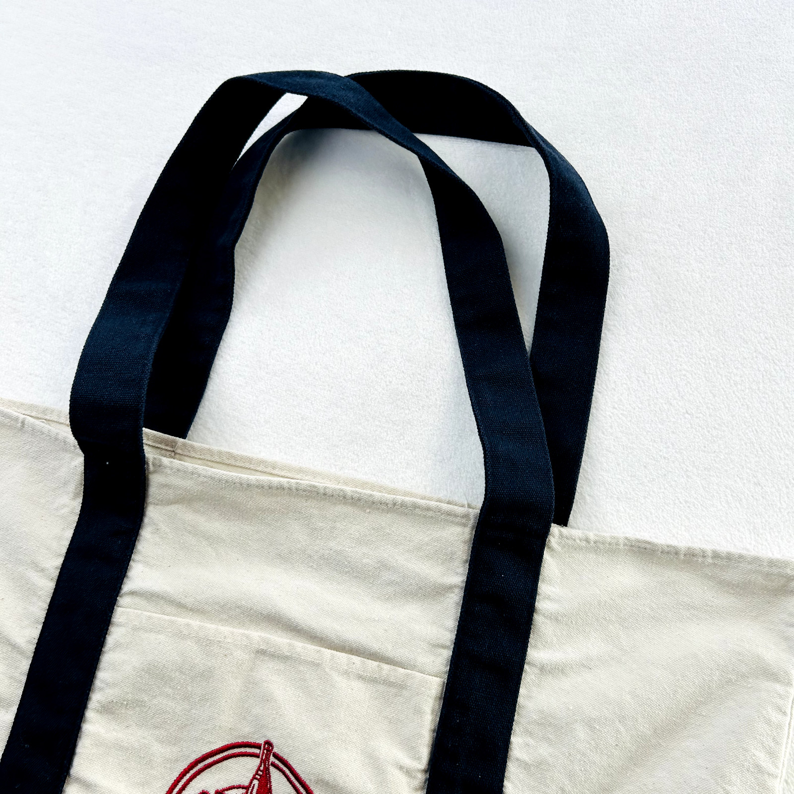 Trader Joes Bag One Size White Blue Red Canvas Tote Grocery Logo Shopping