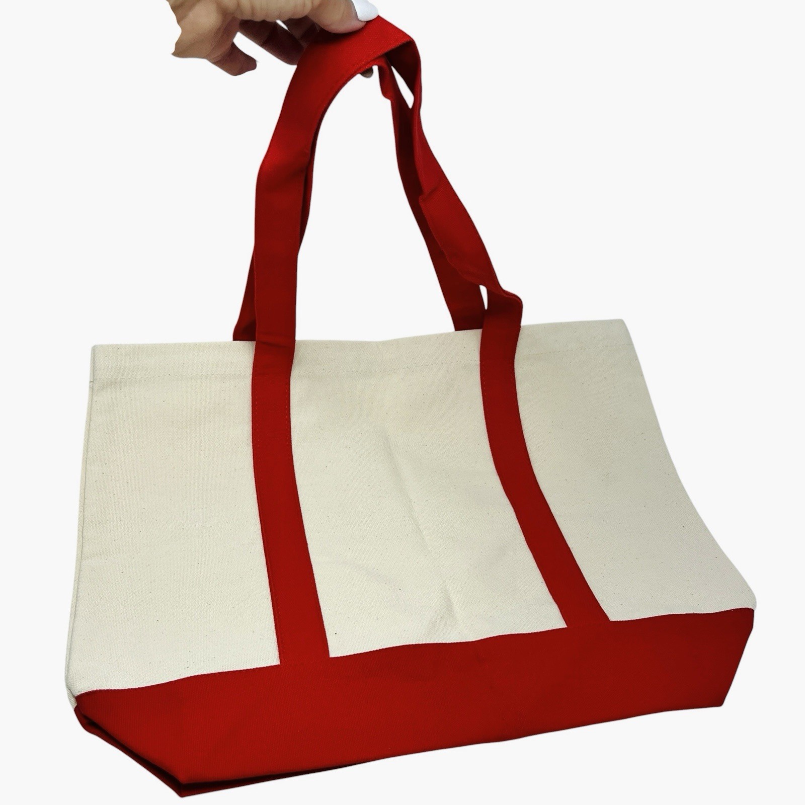 New Badedge 100% Cotton Canvas Tote Bag Red Reusable Shopping Grocery Bag