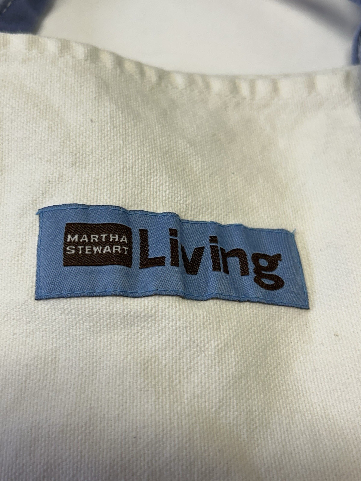 Martha Stewart Living Tote Bag Blue White Canvas Reusable Shopping Eco Friendly