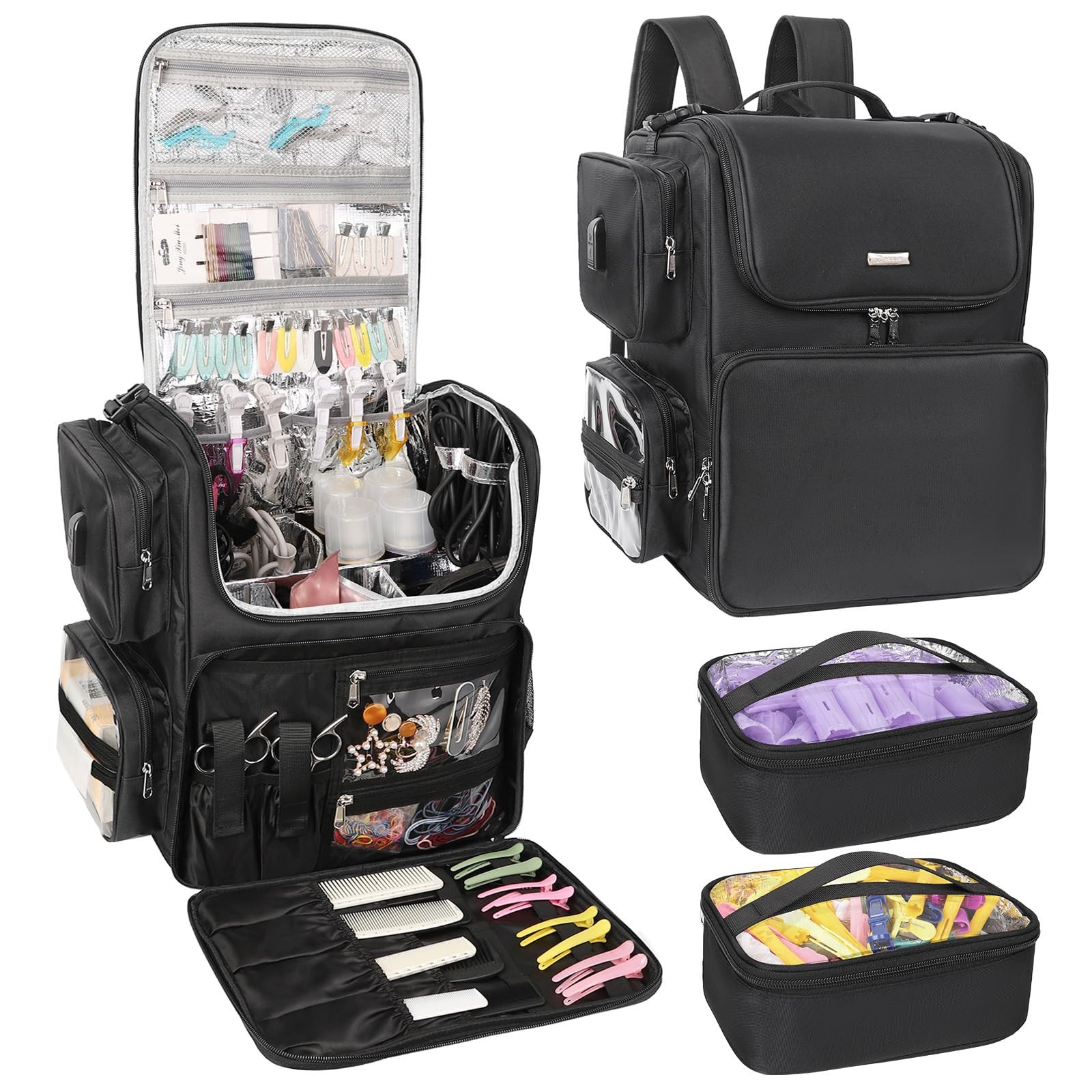 Relavel Hair Tools Travel Bag Stylist Backpack Hairdresser Large, Black