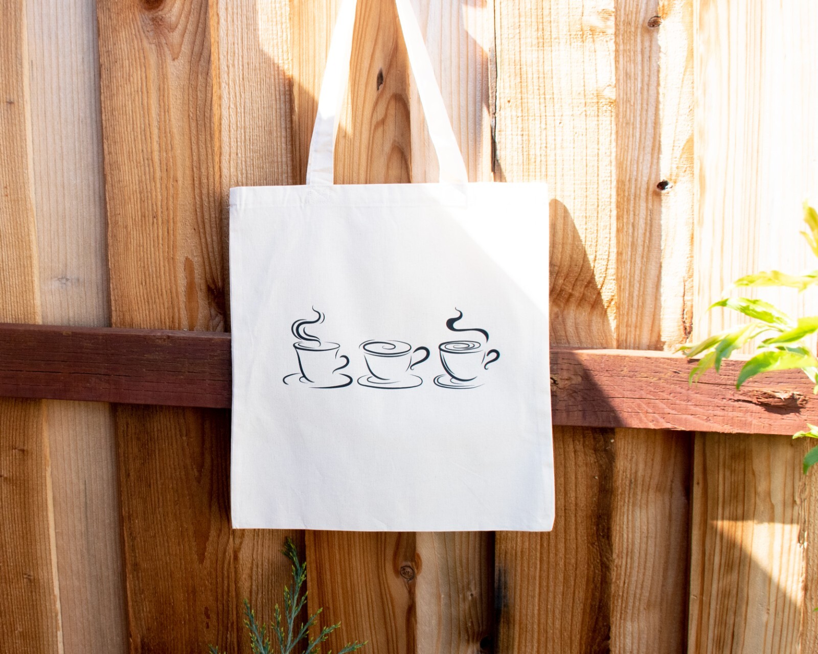 Canvas Coffee Cups Tote Bag, Cotton Reusable Bag, Grocery Shopping Cloth Bag