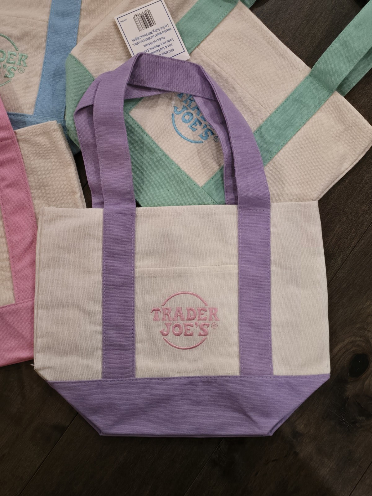 Trader Joe’s 2026 Mini Pastel Canvas Tote Bag Set Of 4 IN HAND READY TO SHIP!!!!