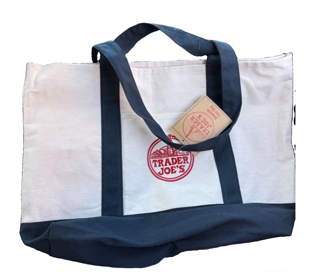 Trader Joe’s Canvas Tote Shopping Bag – LARGE NAVY BLUE CLASSIC -NEW W/ TAGS