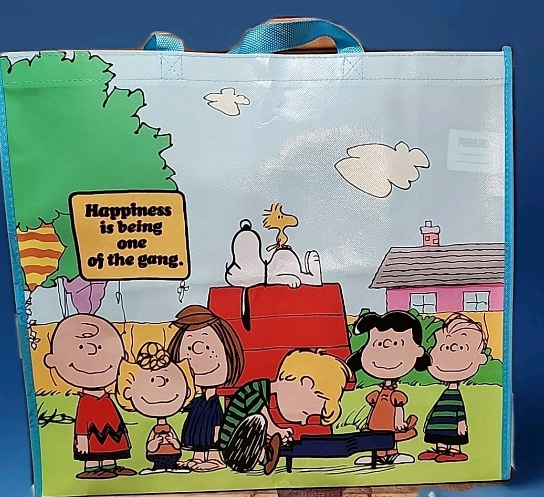Peanuts Gang Snoopy & Woodstock XLarge Canvas Tote Bag 19.5×17