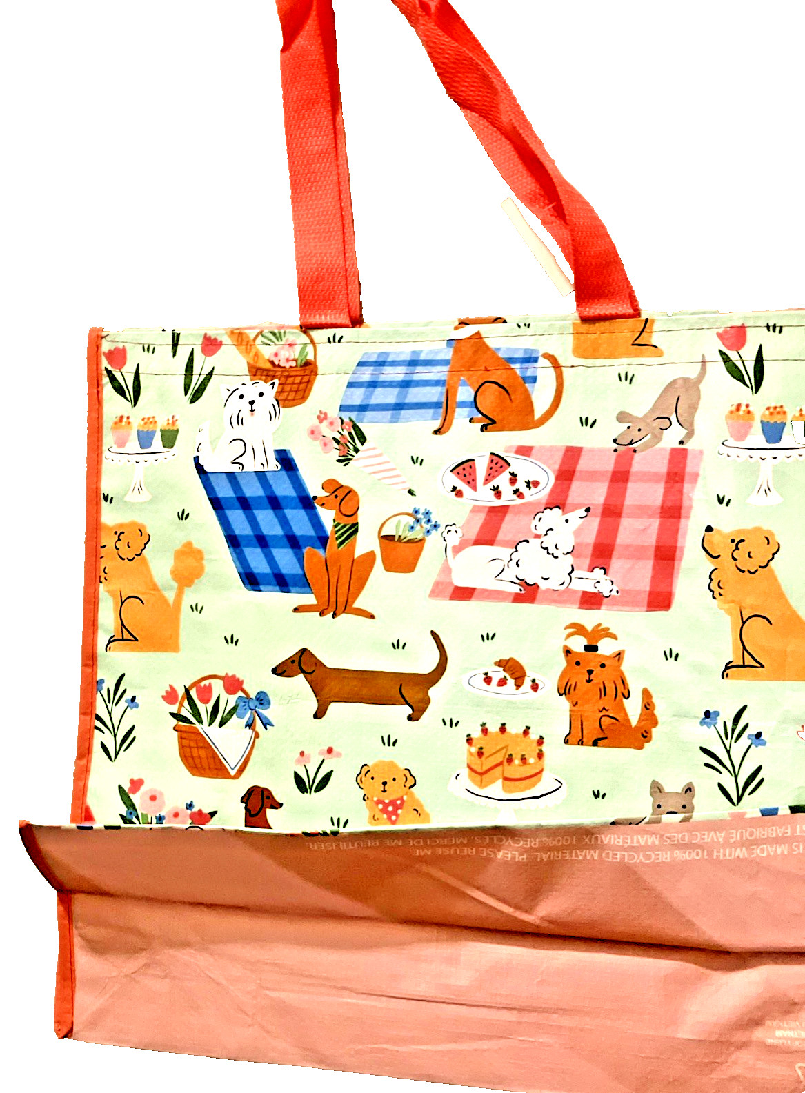 2 Pk Dog Cat Picnic Reusable Shopping Tote Gift Bag & Grocery Multicolor TJ Maxx