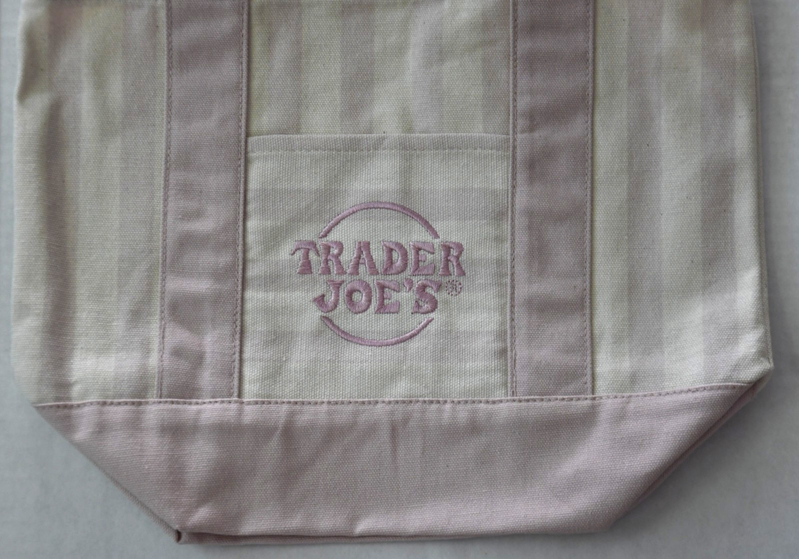 NWT Trader Joe’s Striped Mini Pastel Tote Bags 4 PC Pink Blue Green Tan