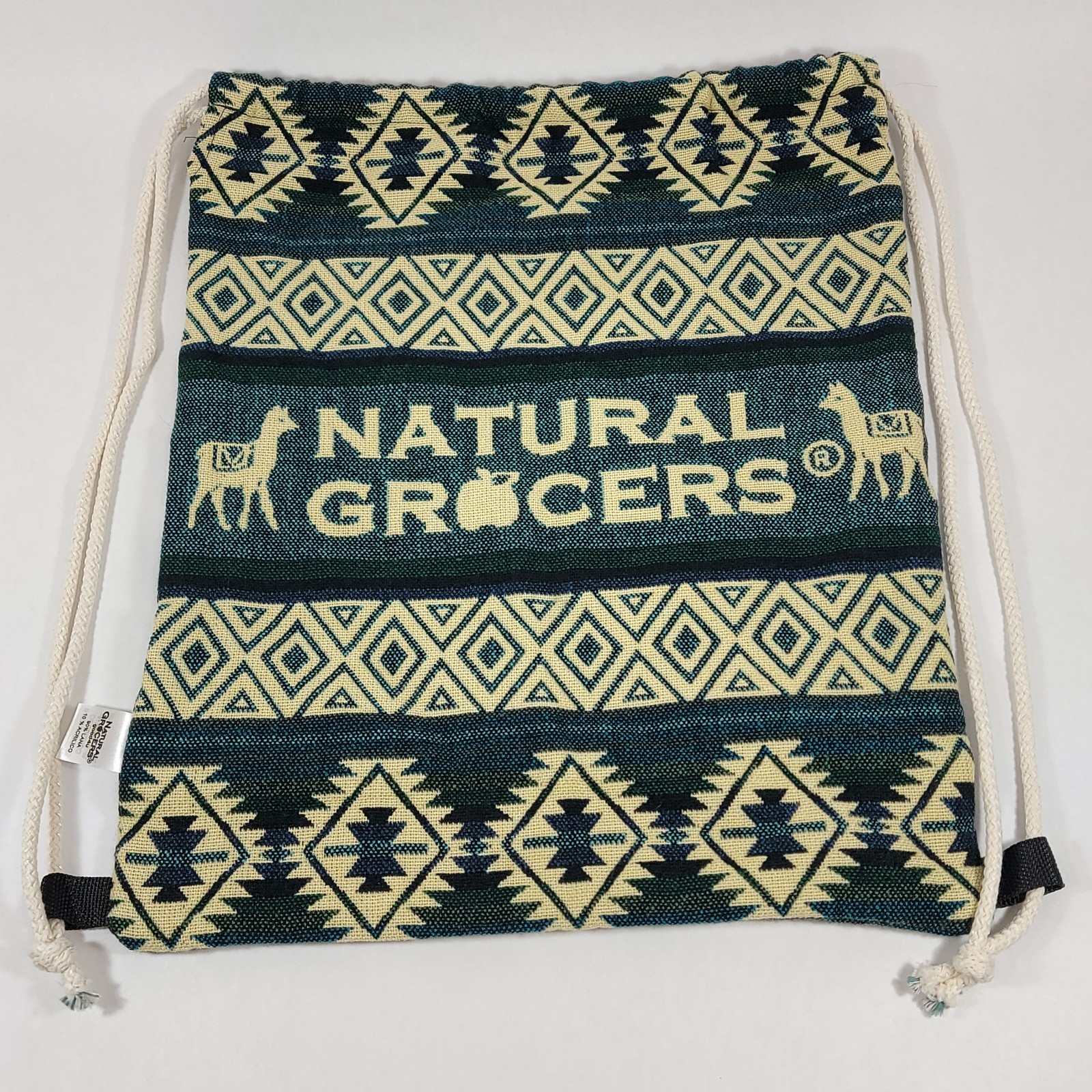 NEW Natural Grocers 2022 Alpaca Wool Bag Tote Drawstring Backpack Woven Ecuador