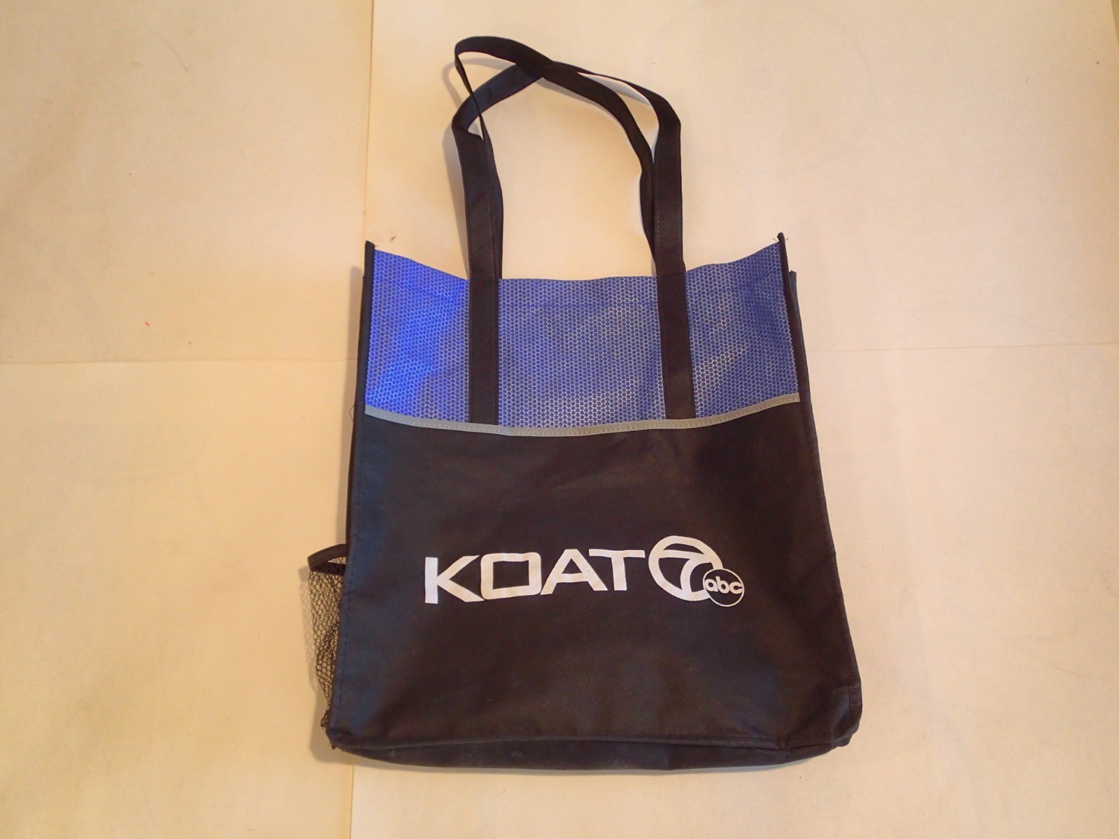 KOAT 7 abc Logo TOTE BAG, NEW, Large Reusable Foldable Shopping Bag, Black/Blue