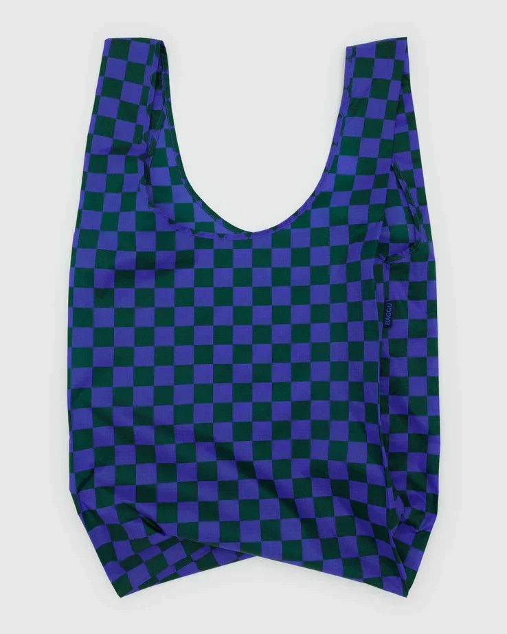 NWT Baggu BIG Reusable Bag Iris Green Check US seller Sold Out Rare Discontinued