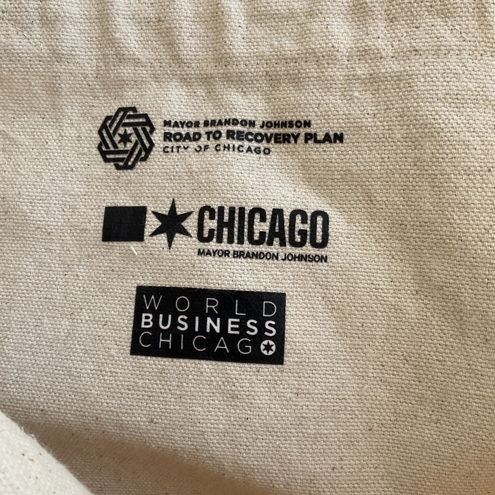 Chicago Canvas Tote Bag Reusable Eco-Friendly Beige Chicago Flag Shopping Bag