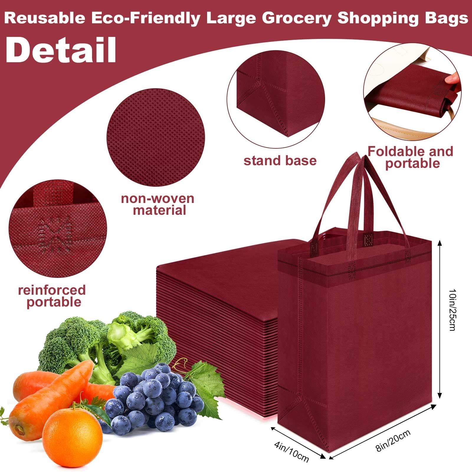 50 Pcs Reusable Tote Bag Bulk 8 x 4 x 10 Inch Non Woven Shopping Bag with Han…