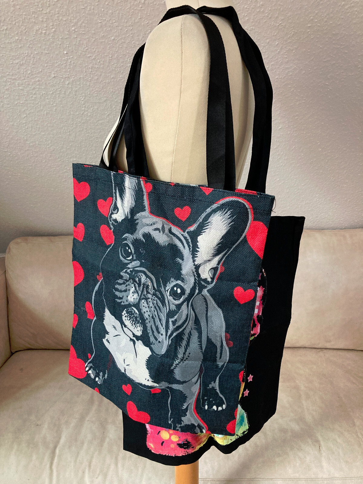 2 Funny Shopping Bags French Bulldog 37X42Cm Multicolored French Bully