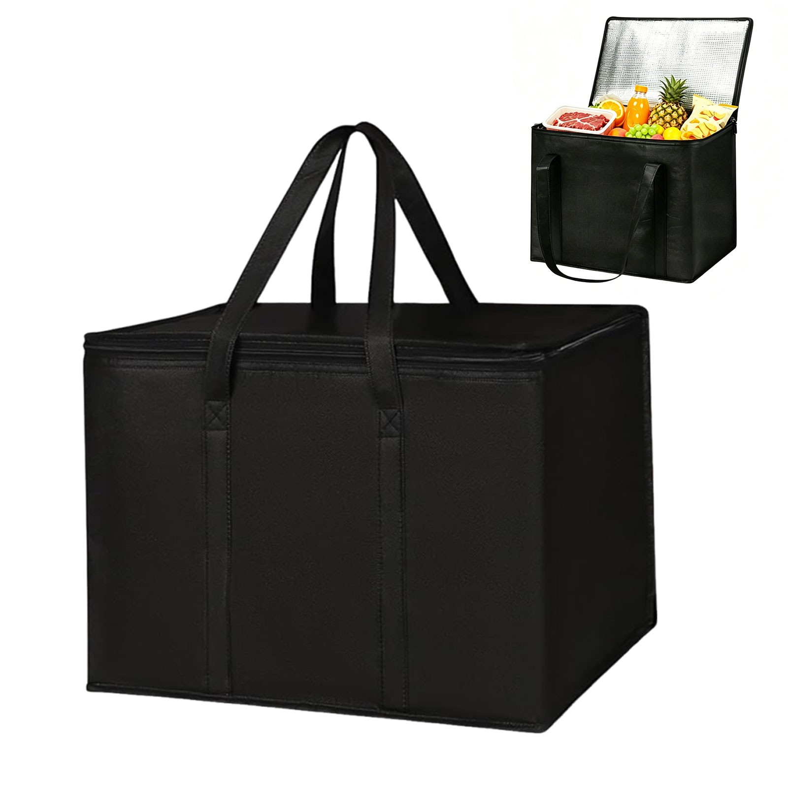 Extra Large Insulated Grocery Bag Foldable Cooler Tote Hot Food Delivery Camping