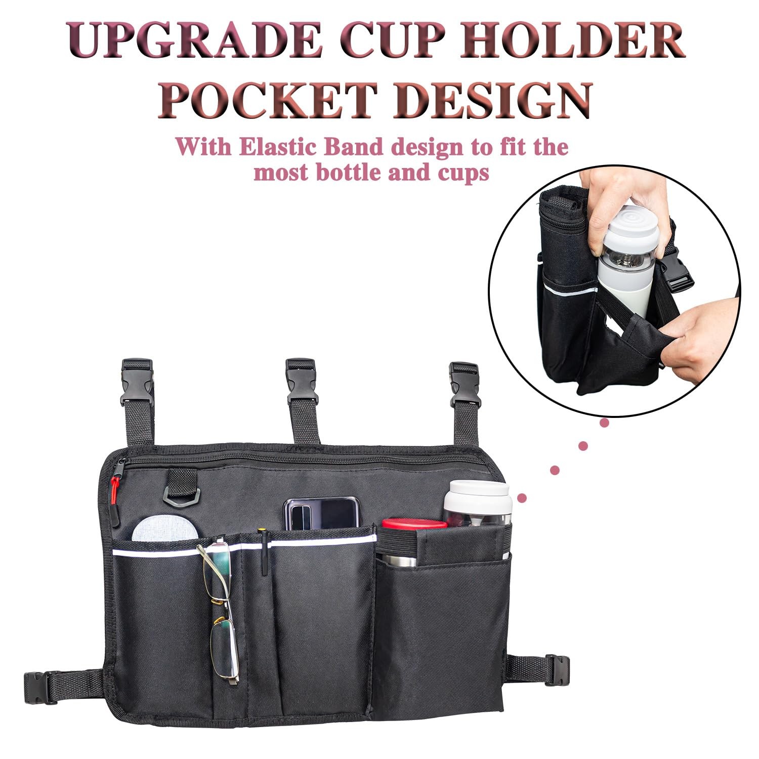TONINT Large Walker Bag with Water Cup Holder,Walker Extra Large, Large-Size
