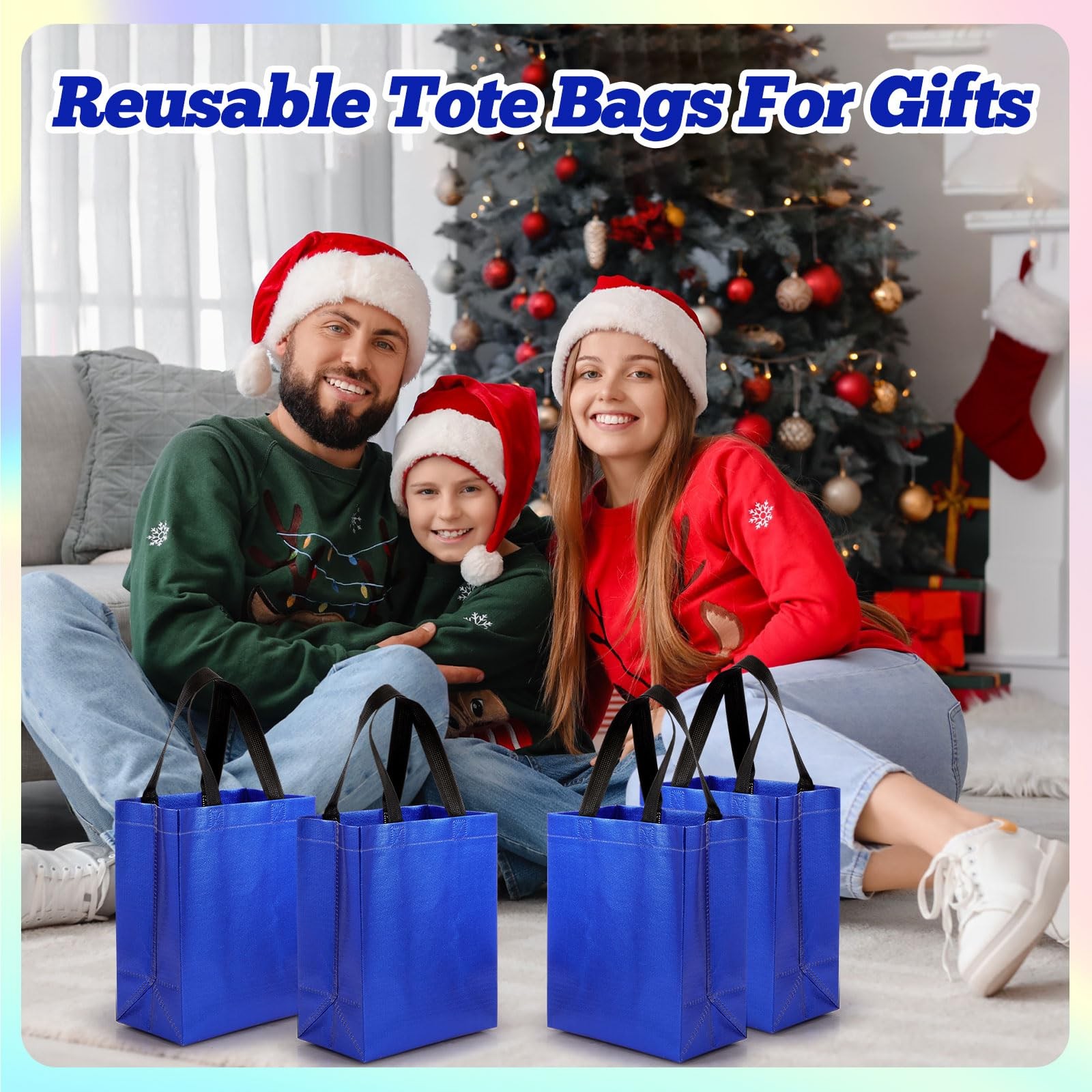 80 Pieces Gift Bags Set Reusable Glossy Grocery Gift Tote with Handle for Eas…