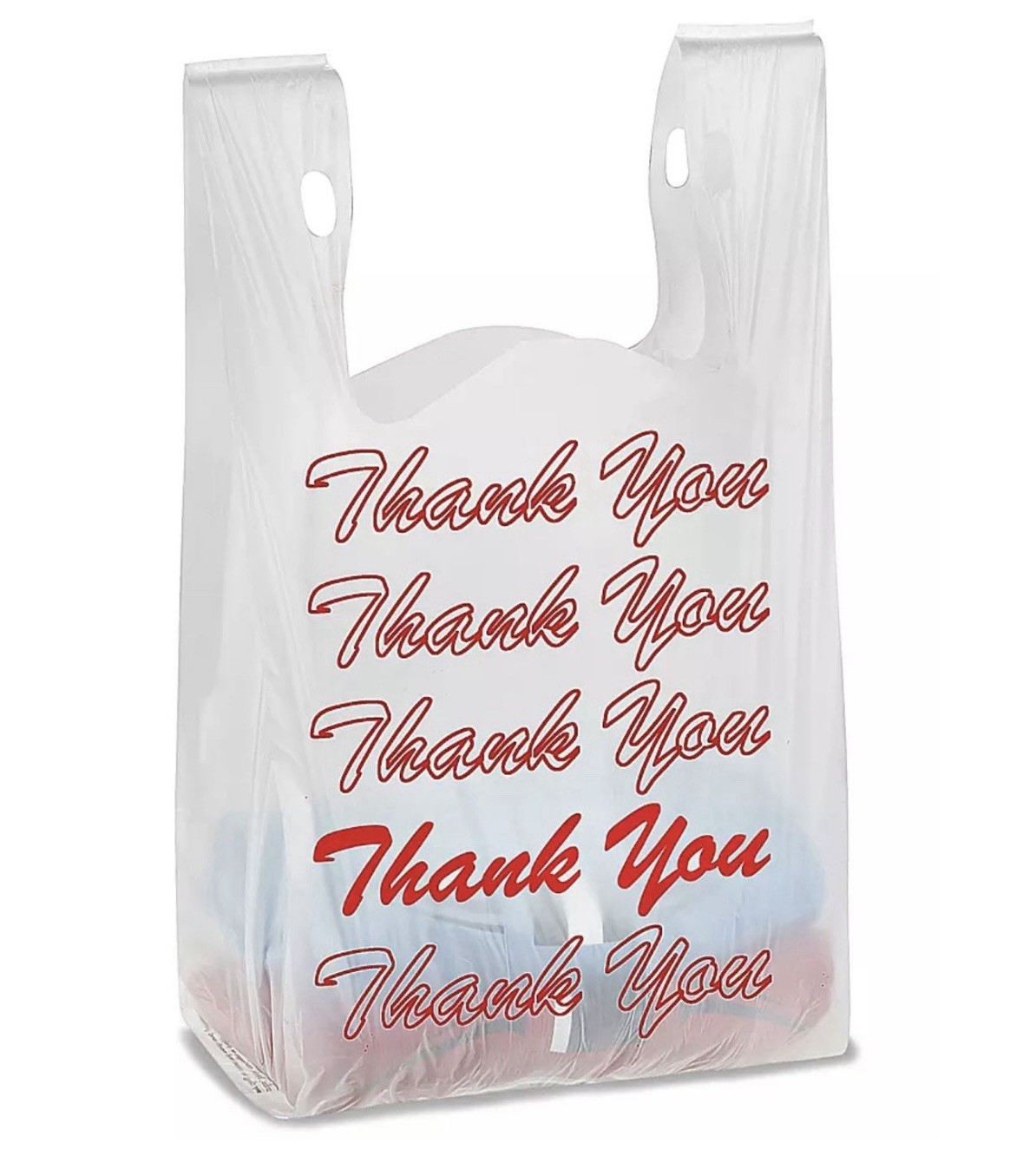 500 Plastic Grocery Shopping Bags 11.5”x6”x21” ECONOMY TSHIRT BAG “Thank You”