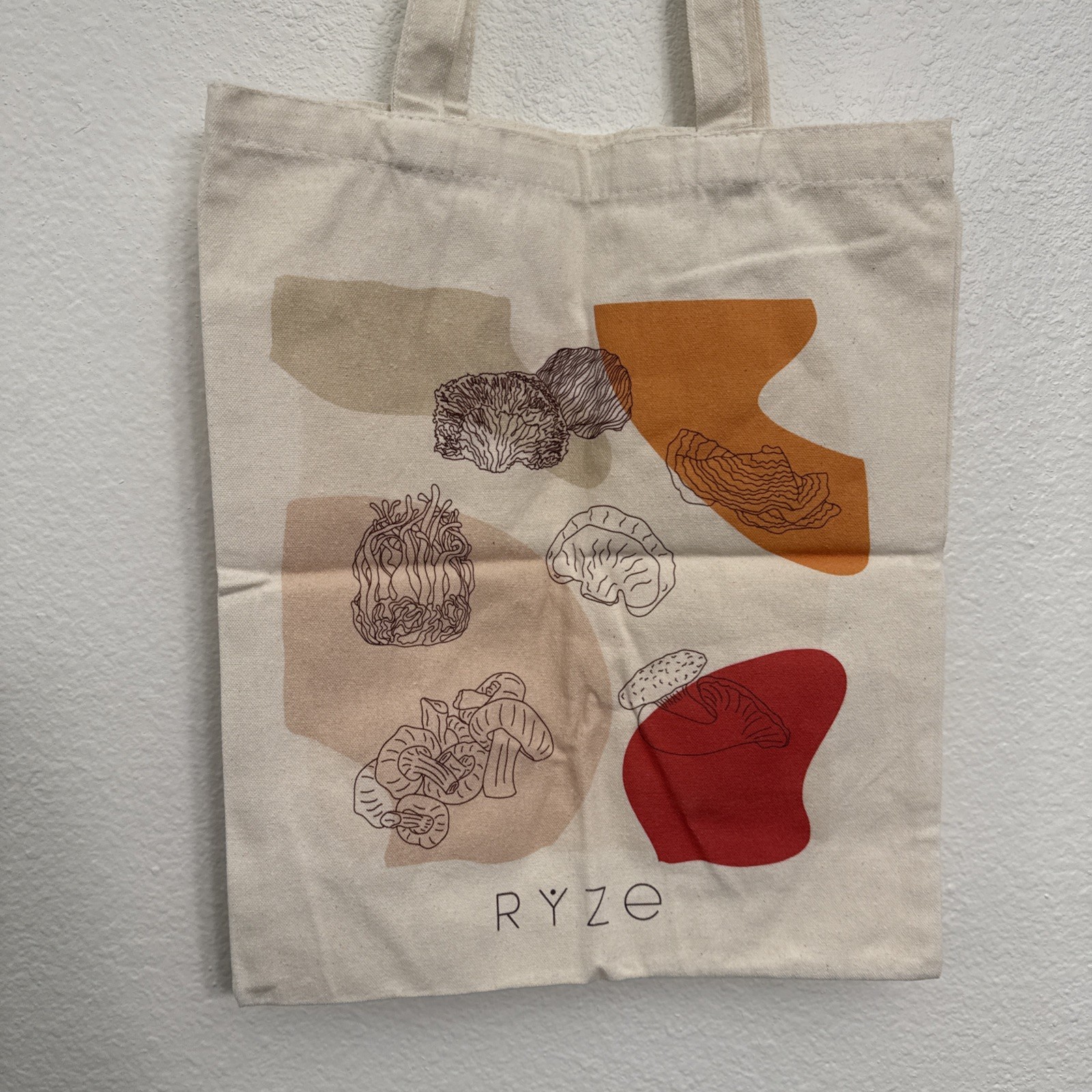 Ryze Mushroom Canvas Tote Bag 13×16” Crunchy Cottagecore Foraging Shopper