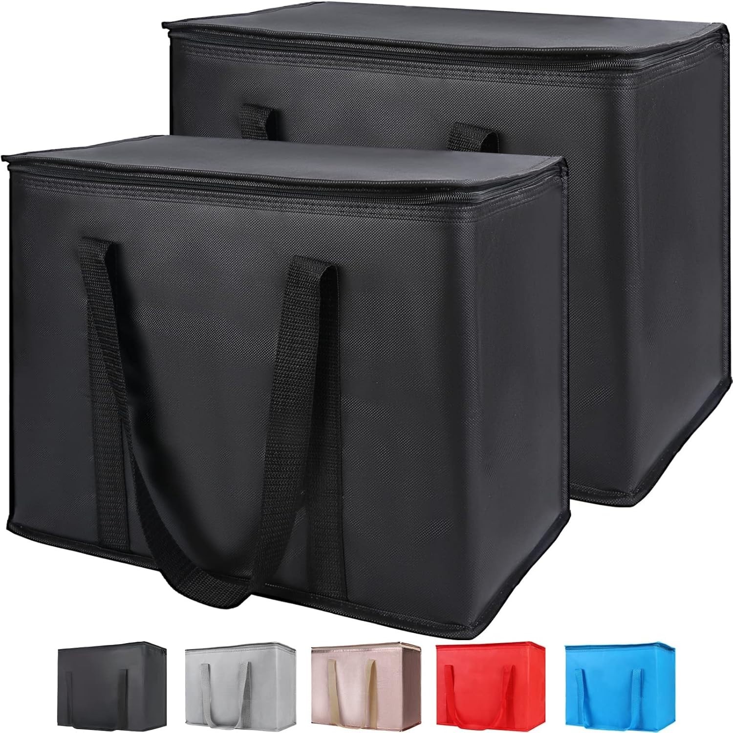 Durable Insulated Grocery Bags – 30L Black Tote Set for Travel and Deliveries