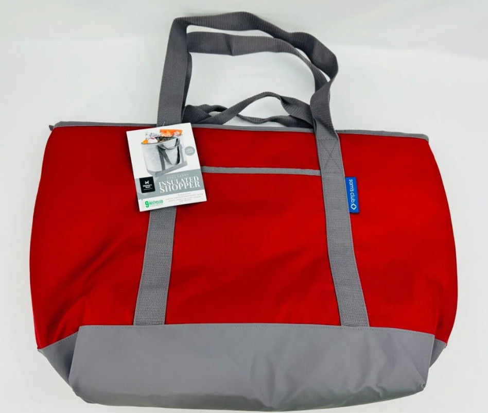Sams Club Member’s Mark Cooler Tote 25×17 Insulated Shopping Bag Holiday Red NEW