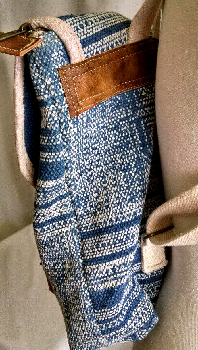 The Barrel Sack Back Pack Hand Crafted SimilarToThe Sebastian Blue White Lined