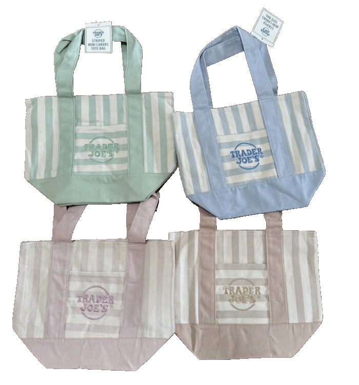 Trader Joe’s Striped Canvas Mini Tote Set of 4 Summer 2026 NEW with Tags
