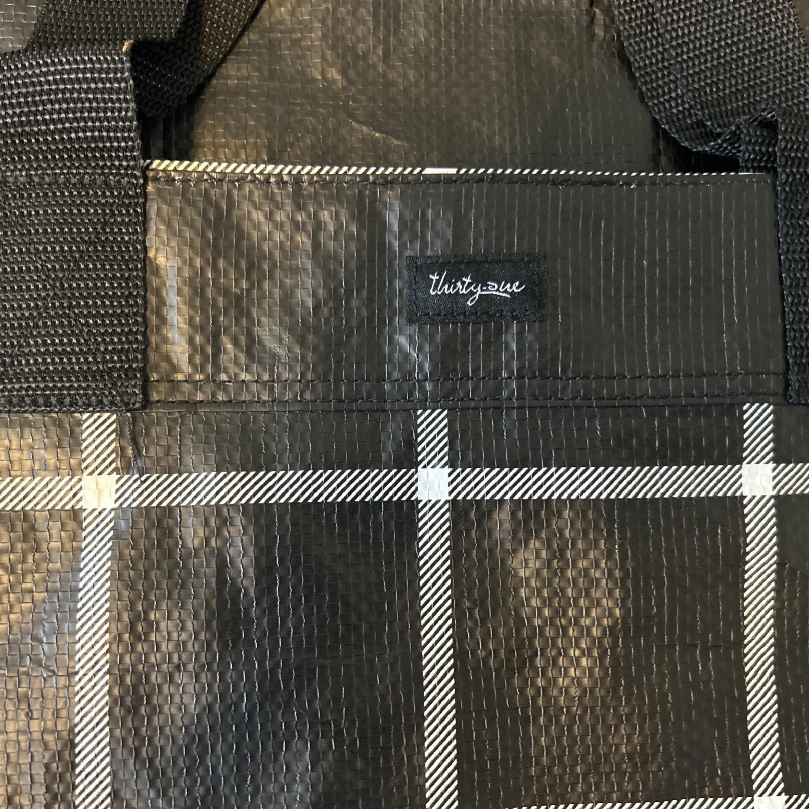 Thirty-One Reusable Grocery Bags, -NWT- Set Of 2. Black Windowpane & Black
