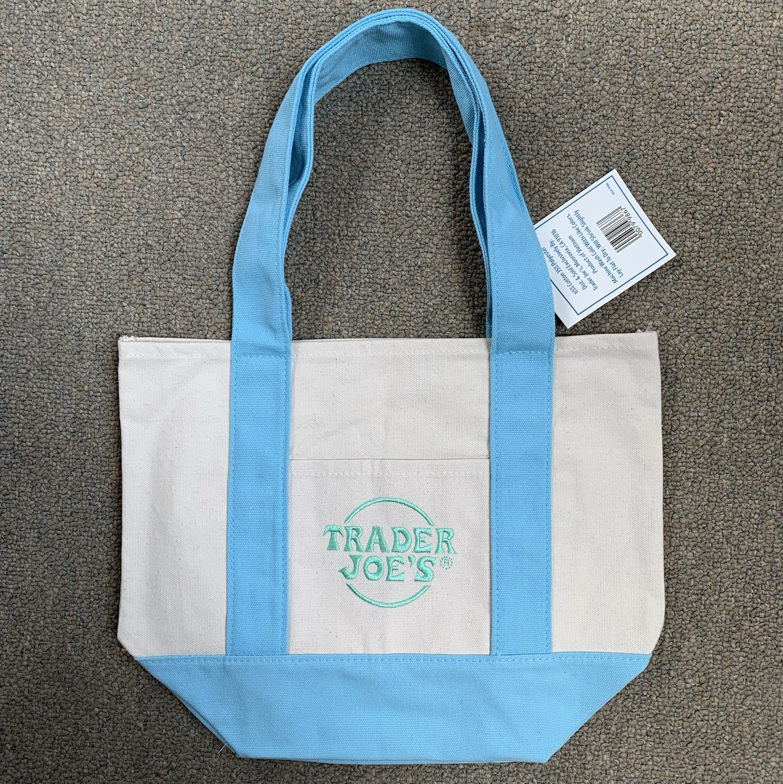 NWT Trader Joe’s Mini Pastel Canvas Tote Bags, 3 Colors: Blue, Purple, Pink