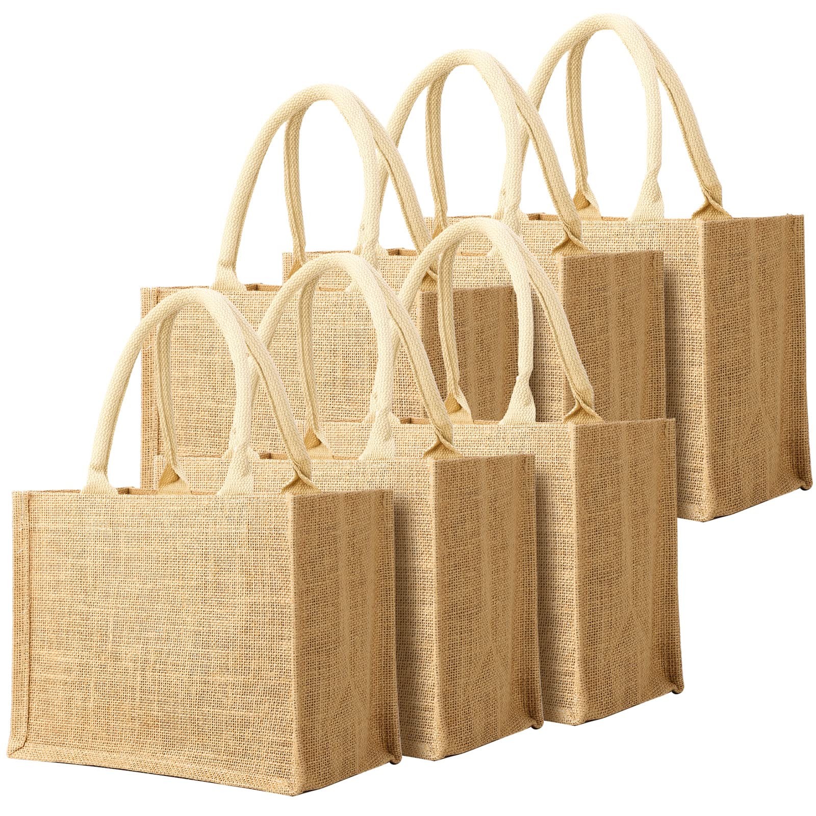 Segarty Burlap Tote Bags, 6 Pcs Small Natural Jute Reusable Gift Favors Bag w…