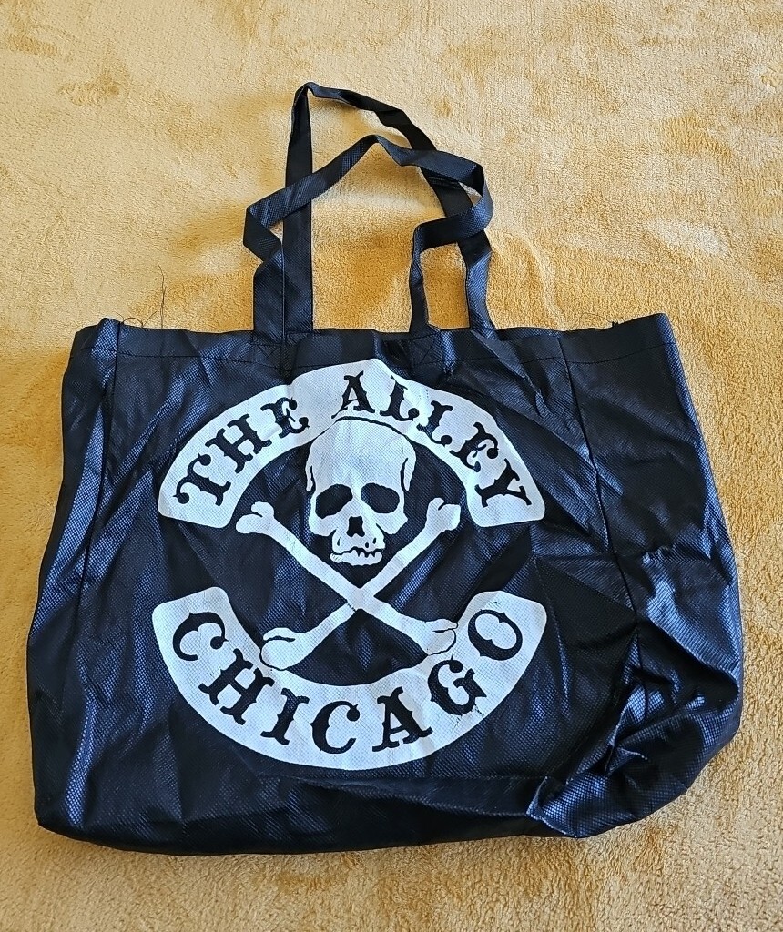 The Alley Chicago Black Shopping Tote Bag Reusable Fun Tote 14×14″ Used