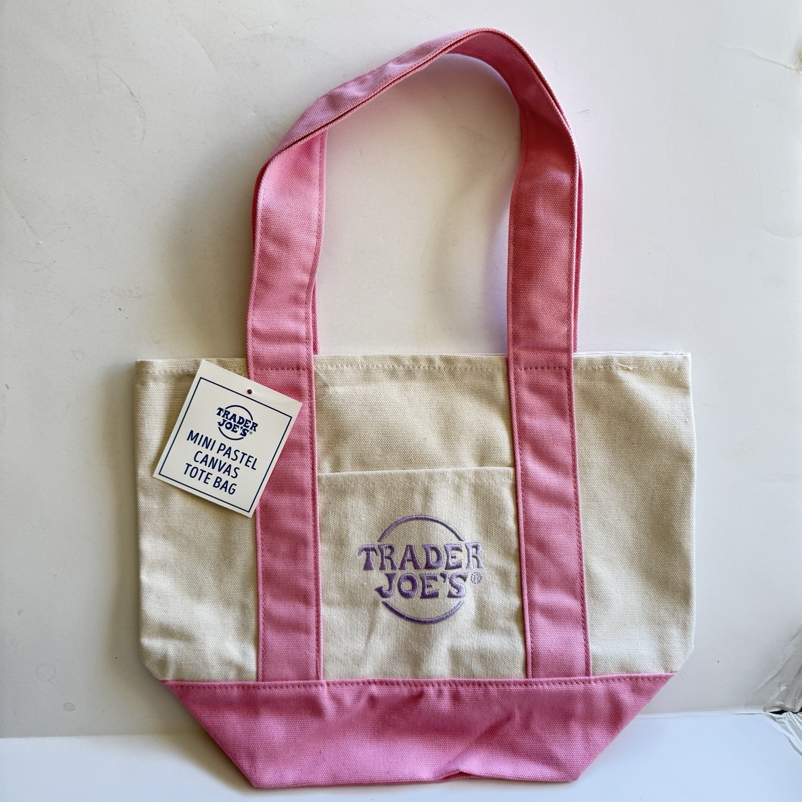 Trader Joe’s Mini Canvas Pastel Reusable Tote Bag , Choice of Color, 2025