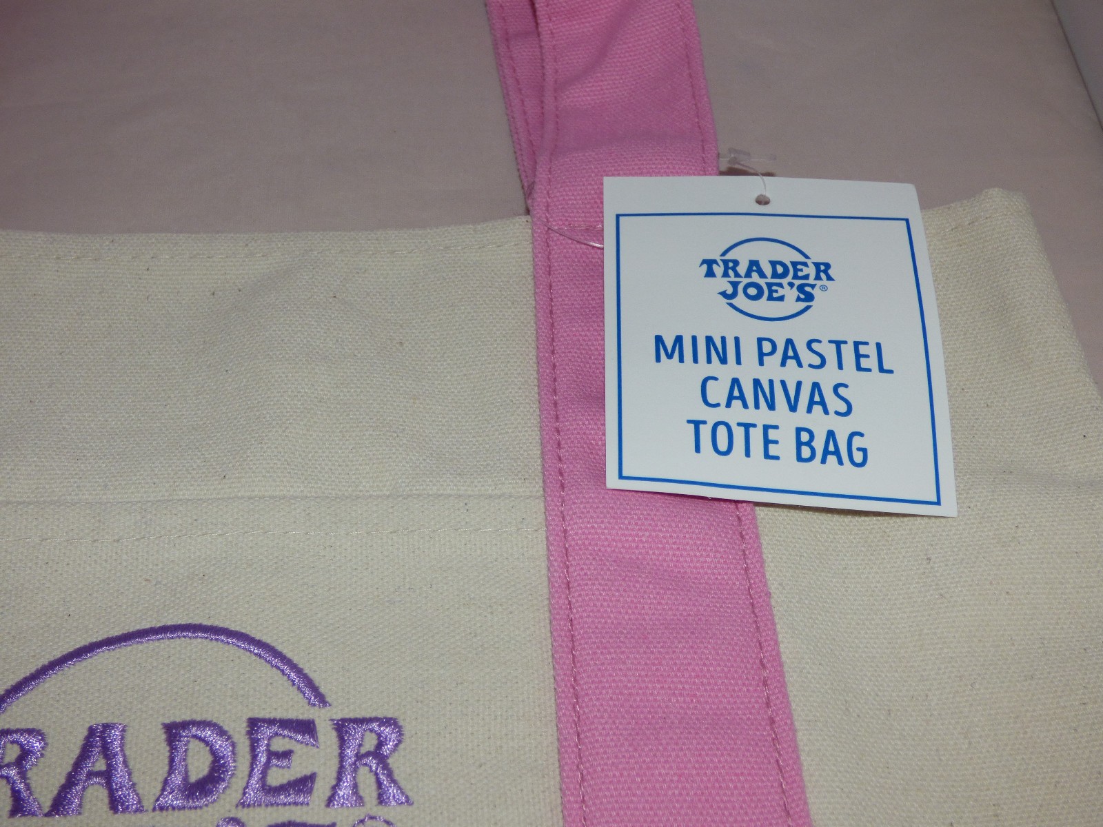 Trader Joe’s – Mini Canvas Tote Bag – Pink – Spring 2026 – Limited Edition