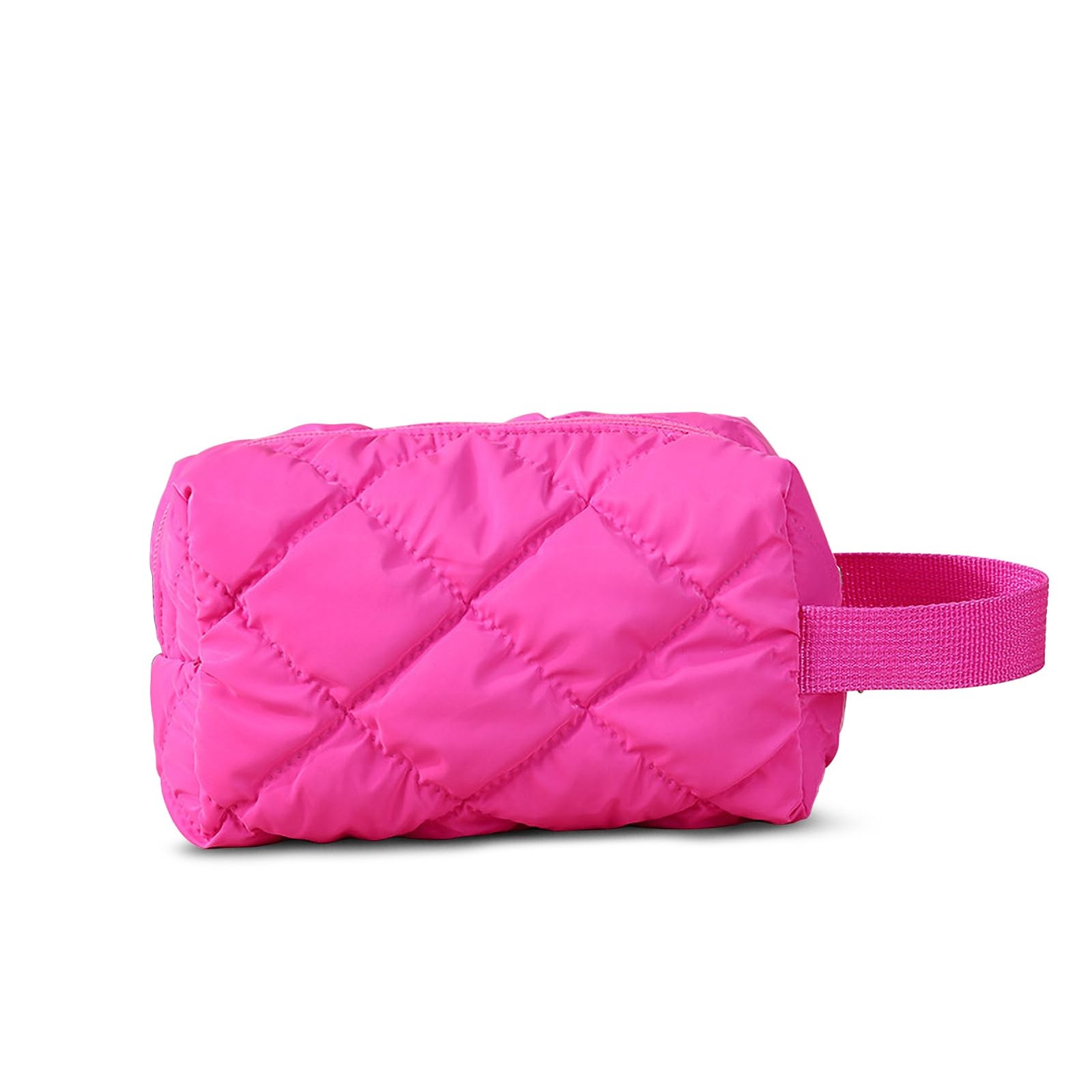 DOB SECHS Quilted Makeup Bag Cosmetic Puffy Make up Pouch Cute Hot Pink A