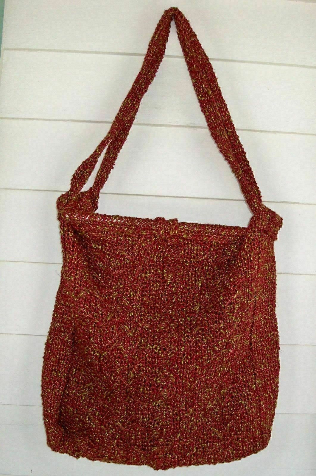 HANDMADE XL red Wine and olive green Purse Craft Bag eco Tote Grocery Bag L54