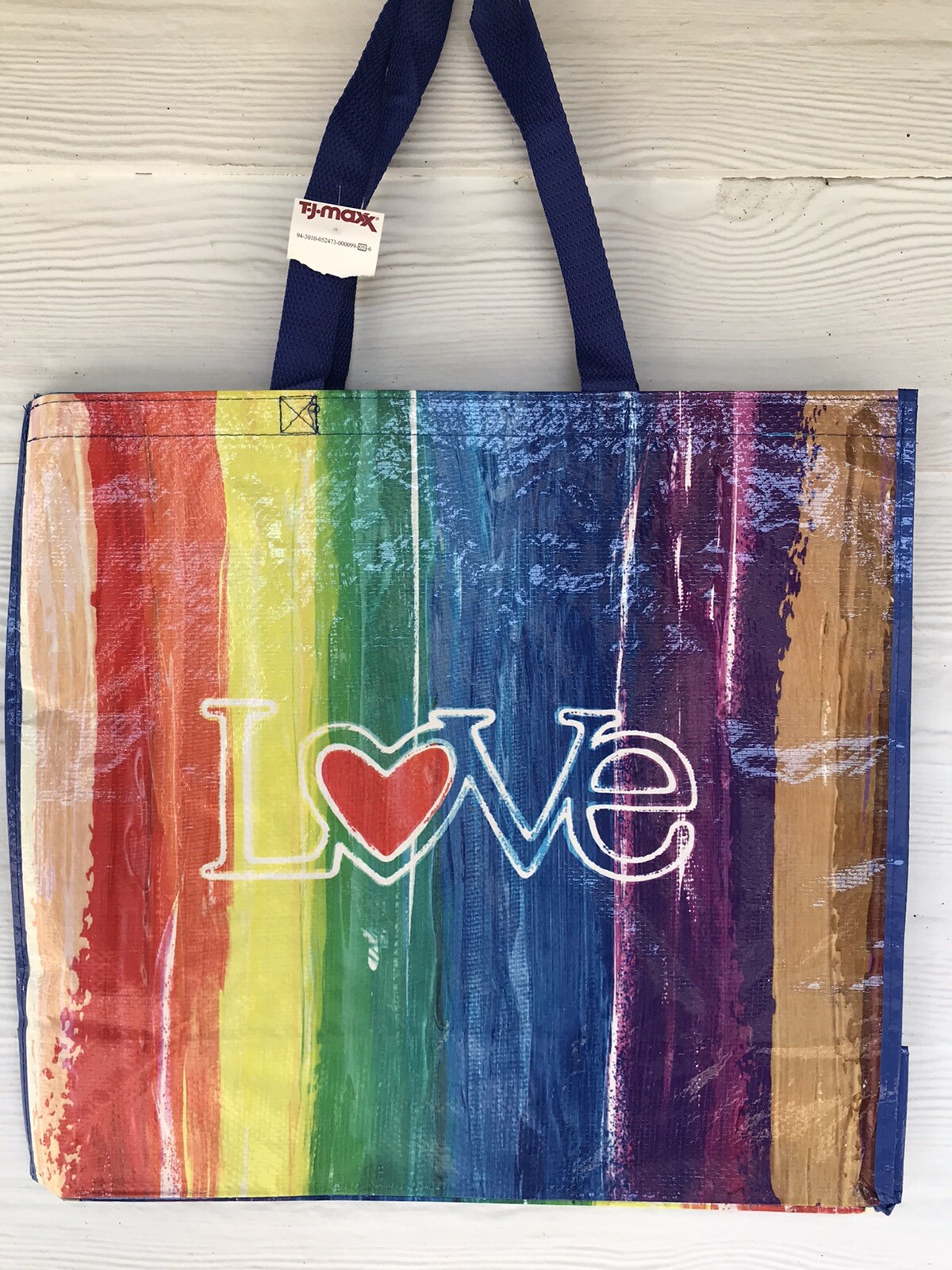 🌟TJ Maxx Reusable Shopping Bag Tote LOVE ❤️ RAINBOW 🌈 COLORS NWT