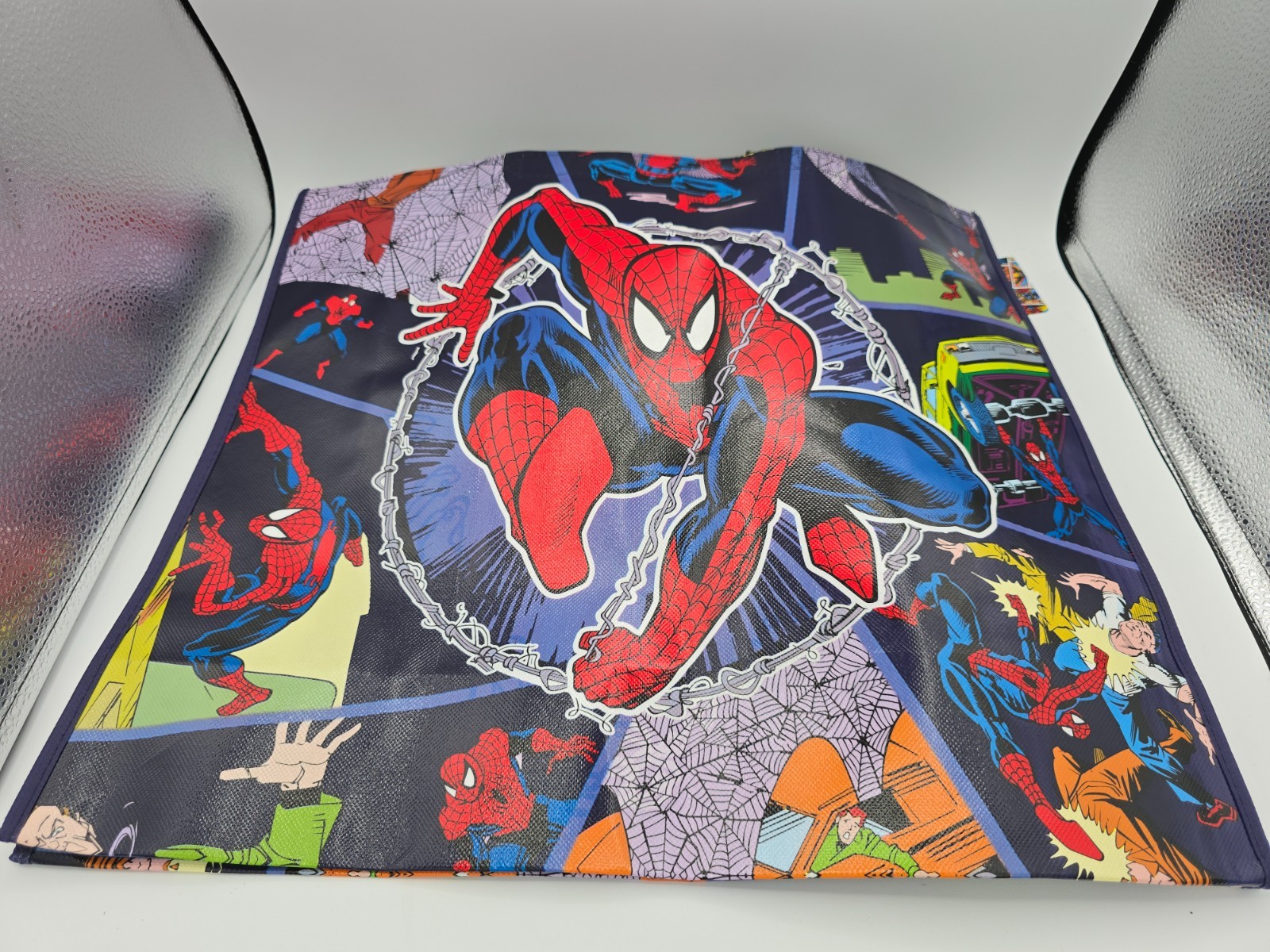 Marvel Spiderman X-Large Blue Reusable Shopping Gift Bag with Handle – NEW