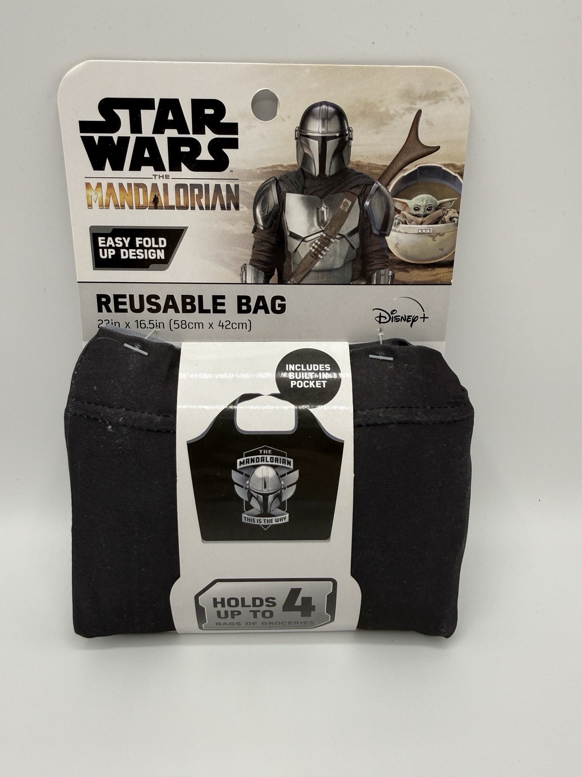 Disney Star Wars Mandalorian XL Reusable Fold Up Grocery Tote Bag 23” X 16.5”