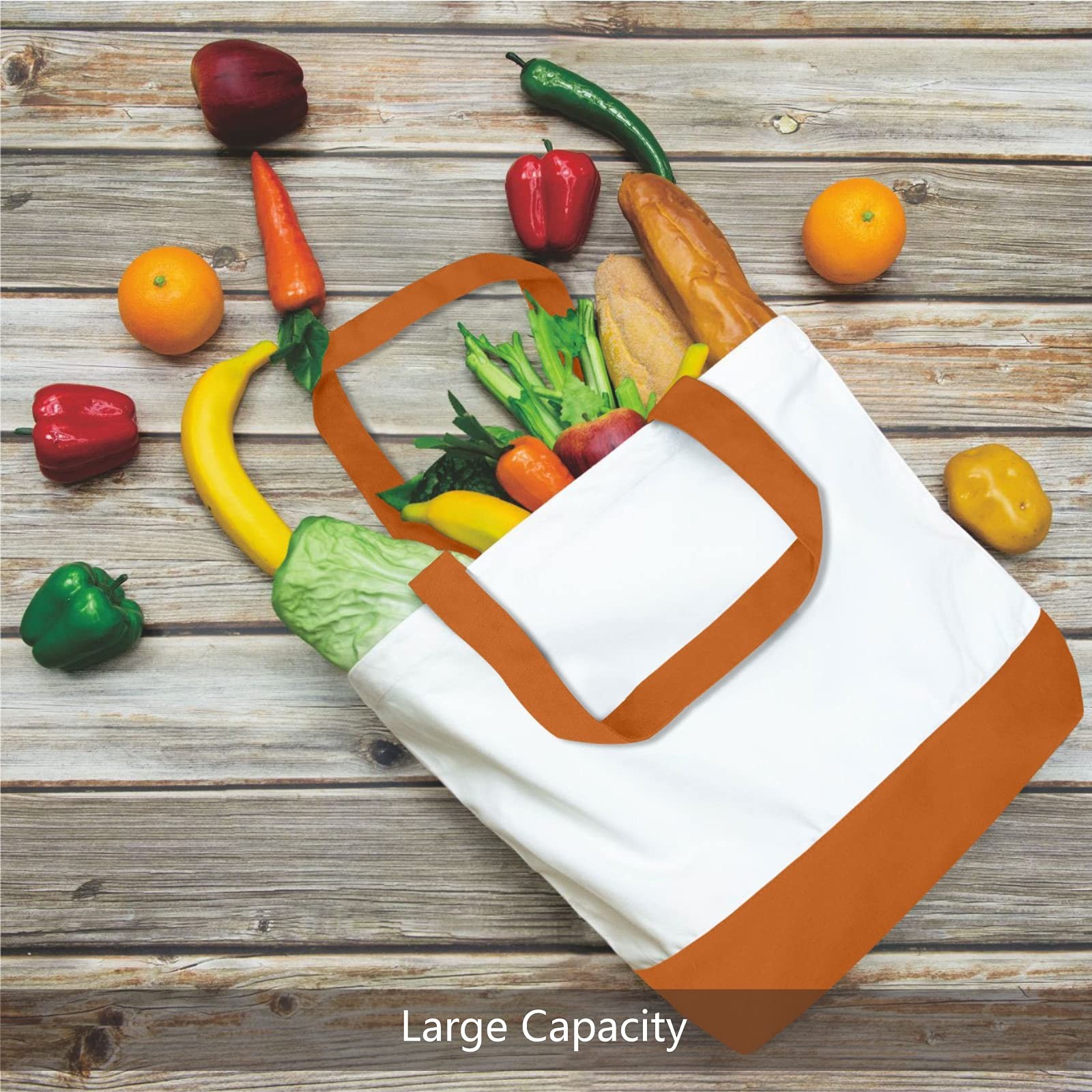 1-Pack Super Strong Large 12oz Cotton Canvas Tote Bag, Reusable Grocery Shopping
