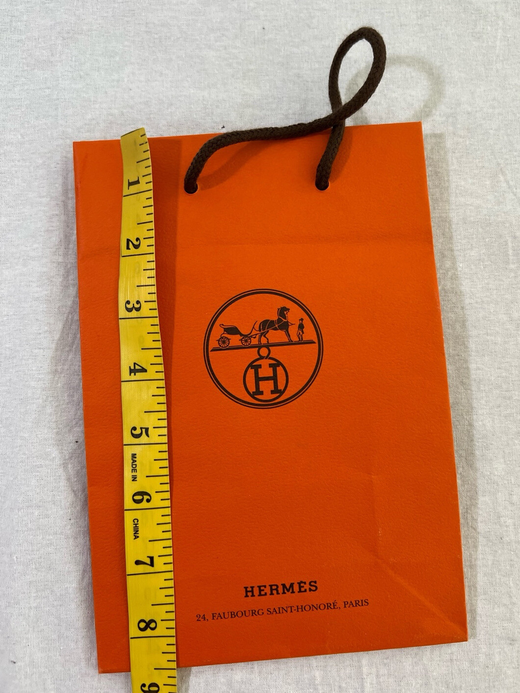 Hermes Reusable Paper Shopping Bag Gift Rope Handle Orange 8.5″ x 6″ x 2.7″