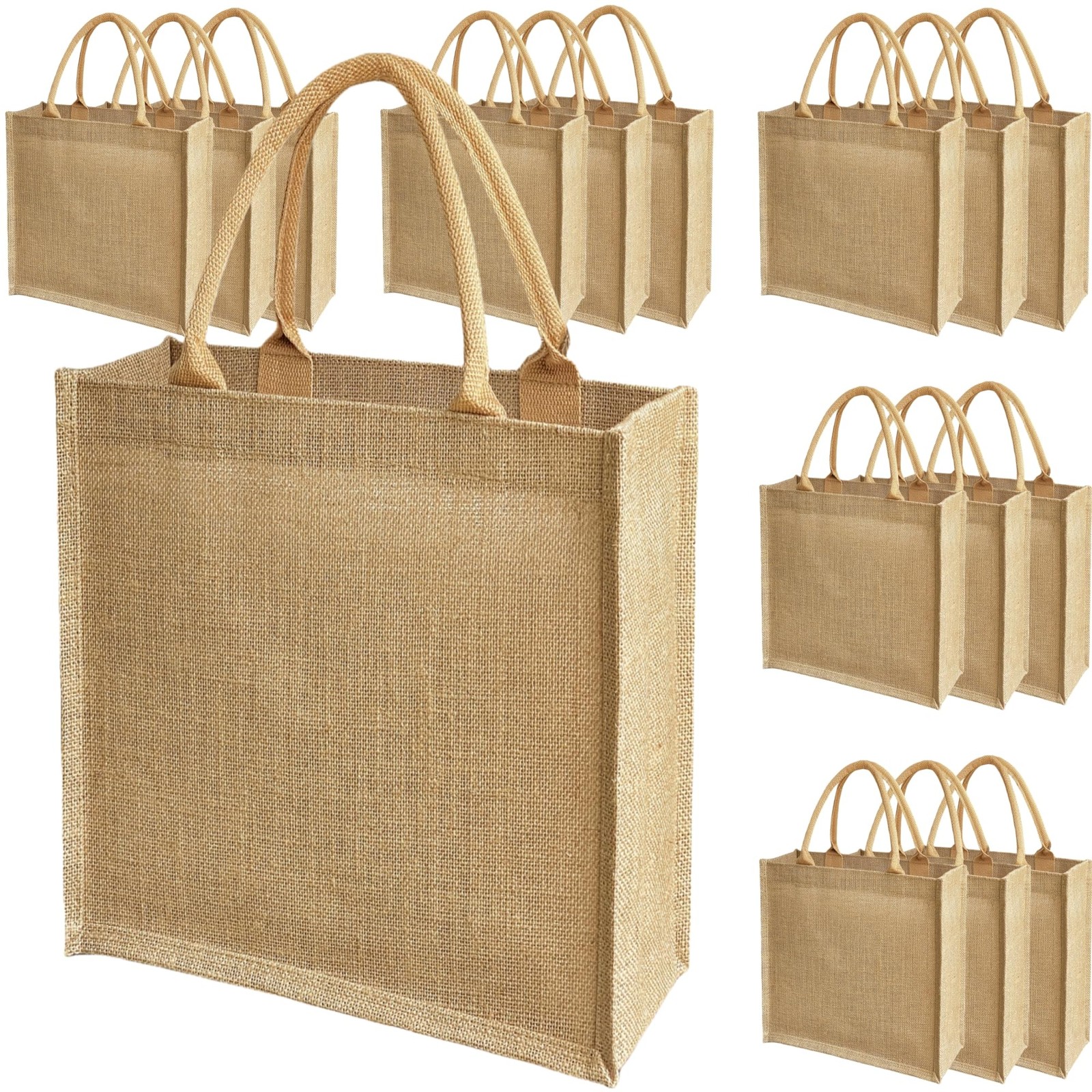 15pcs Jute handbags Reusable Vertical Burlap Tote bags with Waterproof Liner …