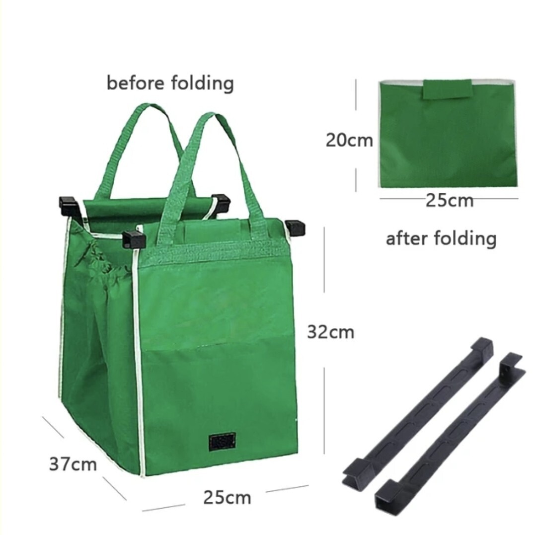 Reusable Shopping Bags Green Eco Foldable Handle Trolley Bag Grocery