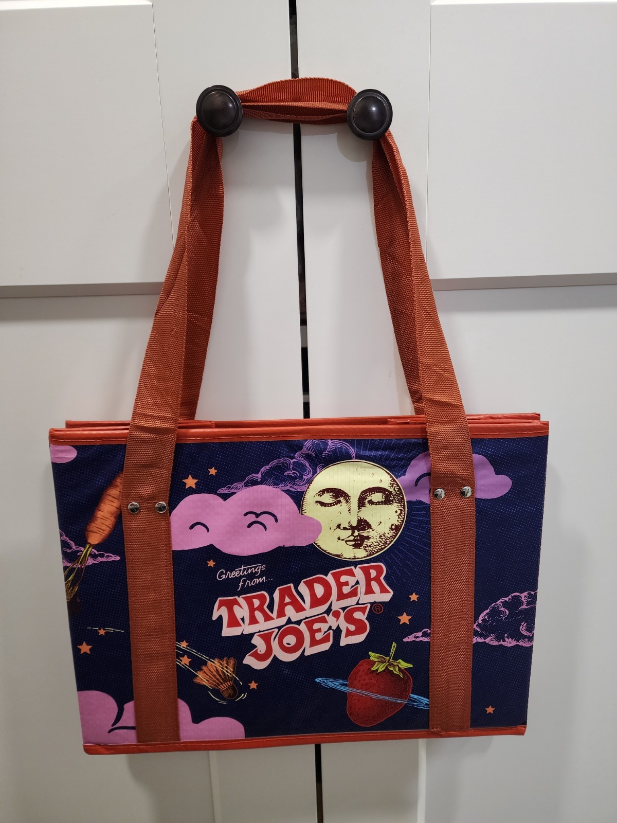Trader Joes Stand-Up Collapsible Sturdy Moon Tote Bag New