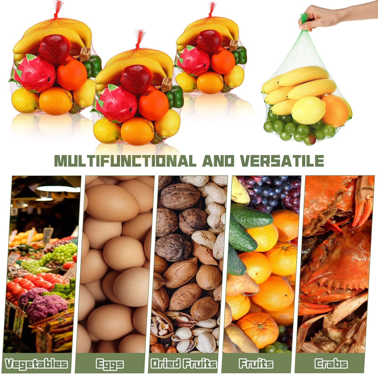 Zhengmy 500 Pcs Reusable Mesh Produce 4 Sizes, red, green, white and yellow