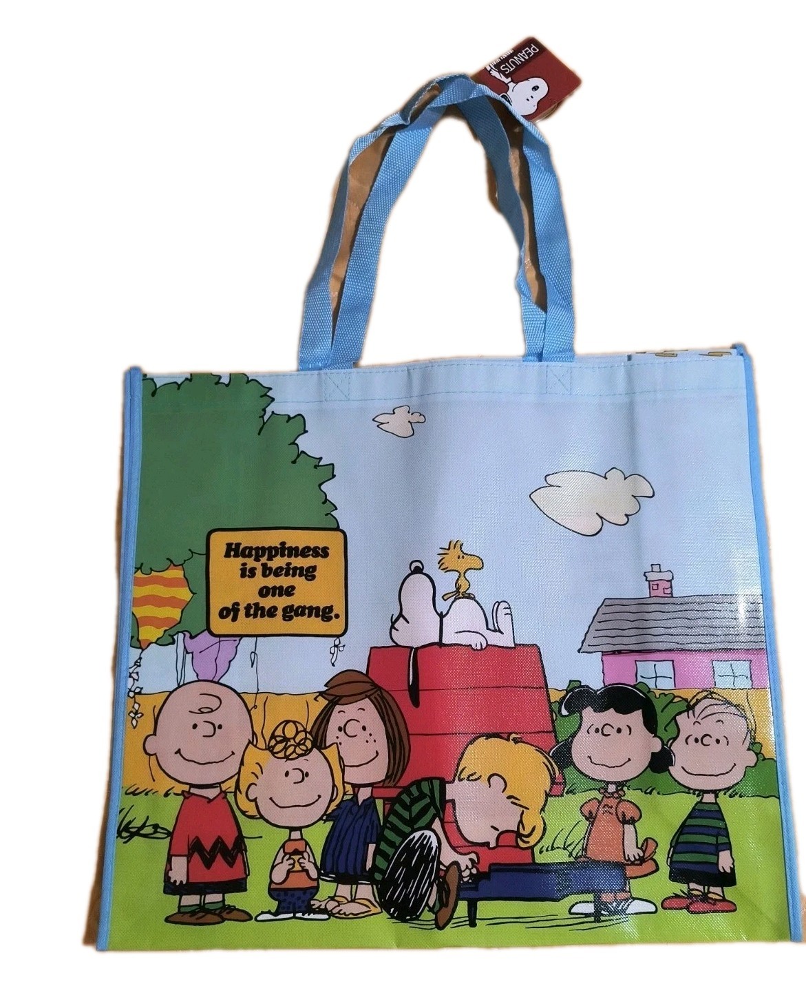 Peanuts Charlie Brown & Gang Reusable Blue Jumbo Shopping Gift Bag with Handle🆕