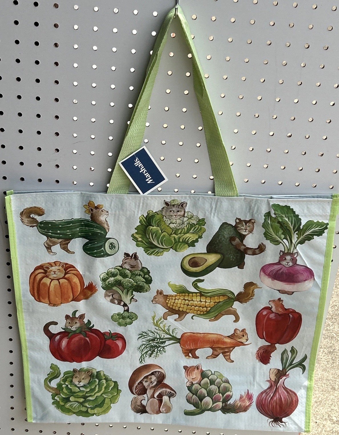 Marshalls Reusable Cat Vegetable Tote Bag Kitty Produce Veggie Grocery Bag NEW