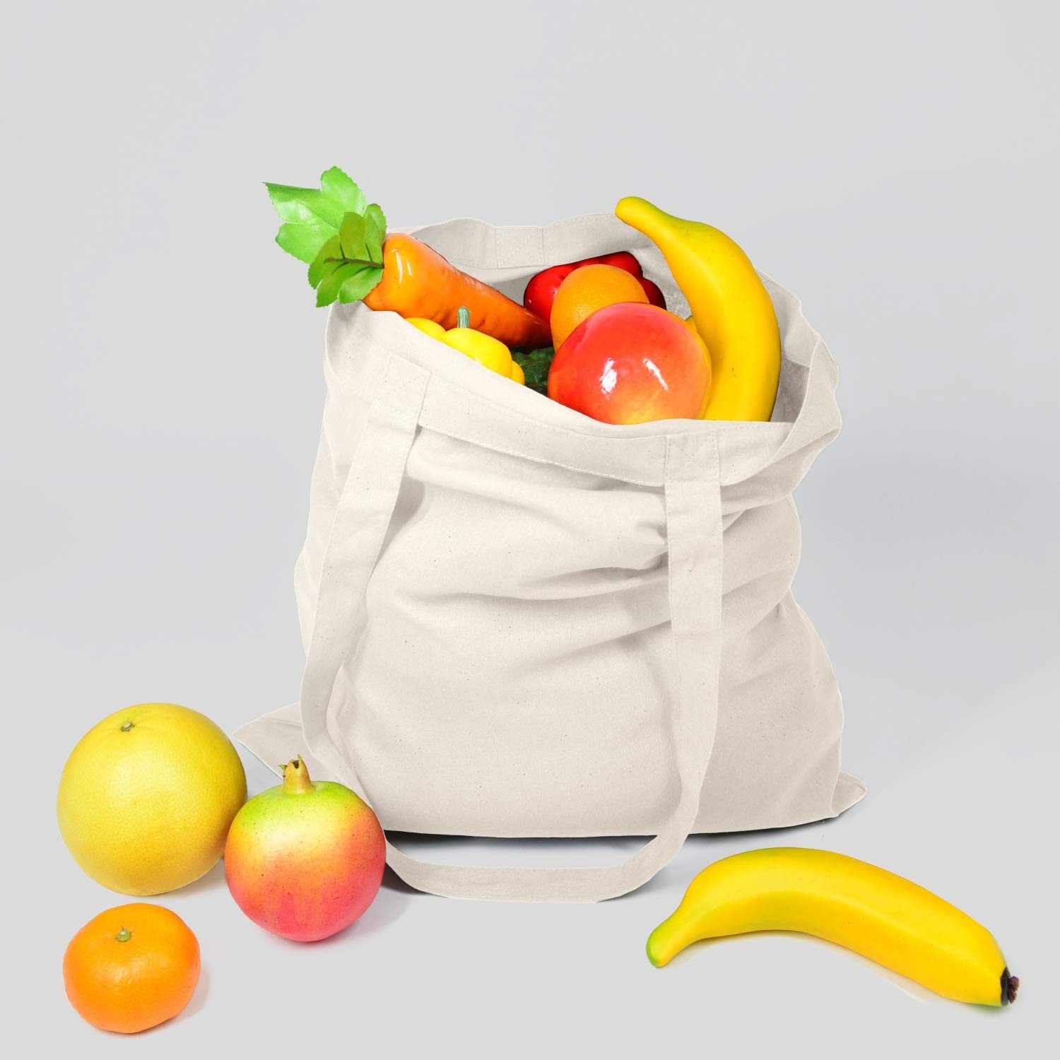 25 Pack 15” X 16” Natural Cotton Tote Bags, Lightweight Blank Bulk Cloth ba…