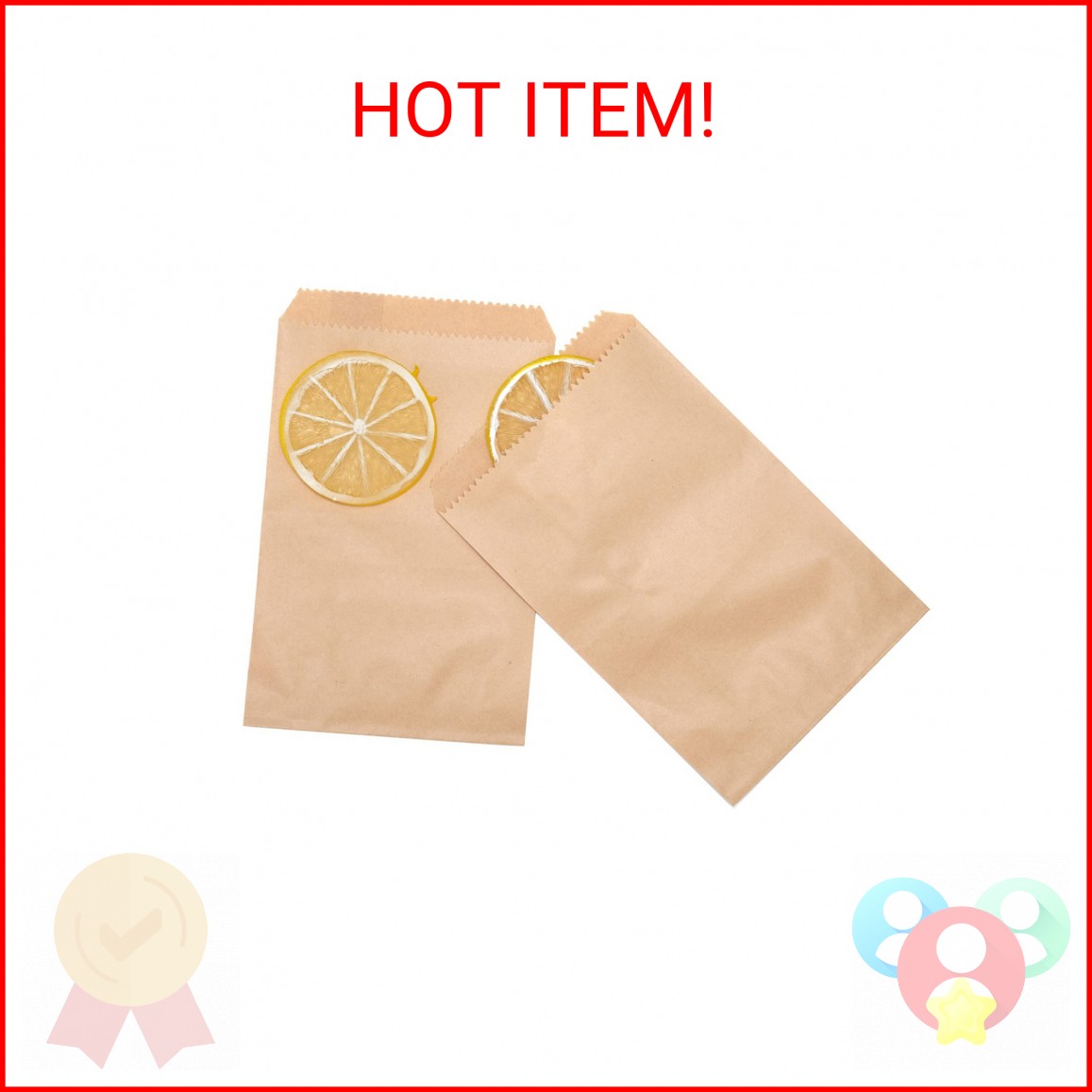 Volanic 100PCS 4X6 Inch Kraft Paper Bags Small Flat Party Favor Bag for Bakery C