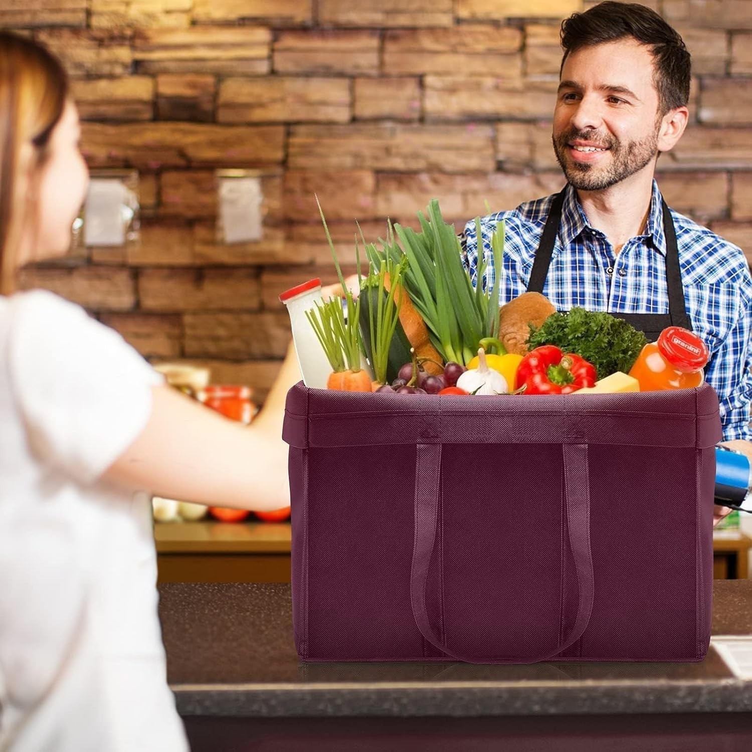 10 Pack Large Reusable Grocery Bags – Eco-Friendly Foldable Totes in Assorted…