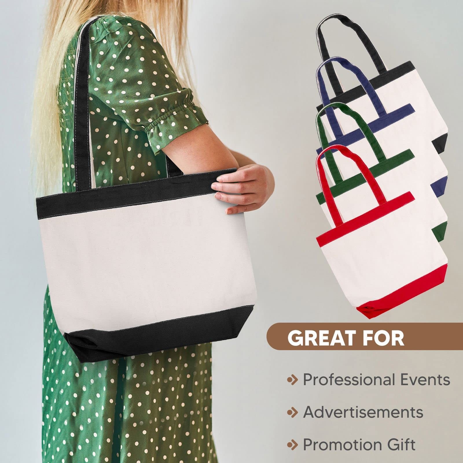 Canvas Tote Bag with Handles for Woman, Reusable Cloth Bag for Groceries and …