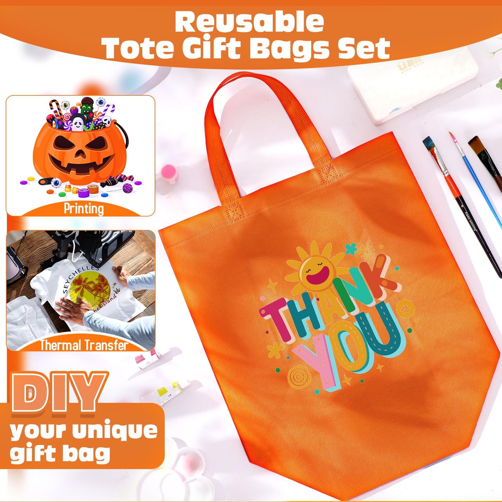 Reusable Grocery Bags Large Non Woven Shopping Tote Bulk 12.6×11.8×6.3 Inch