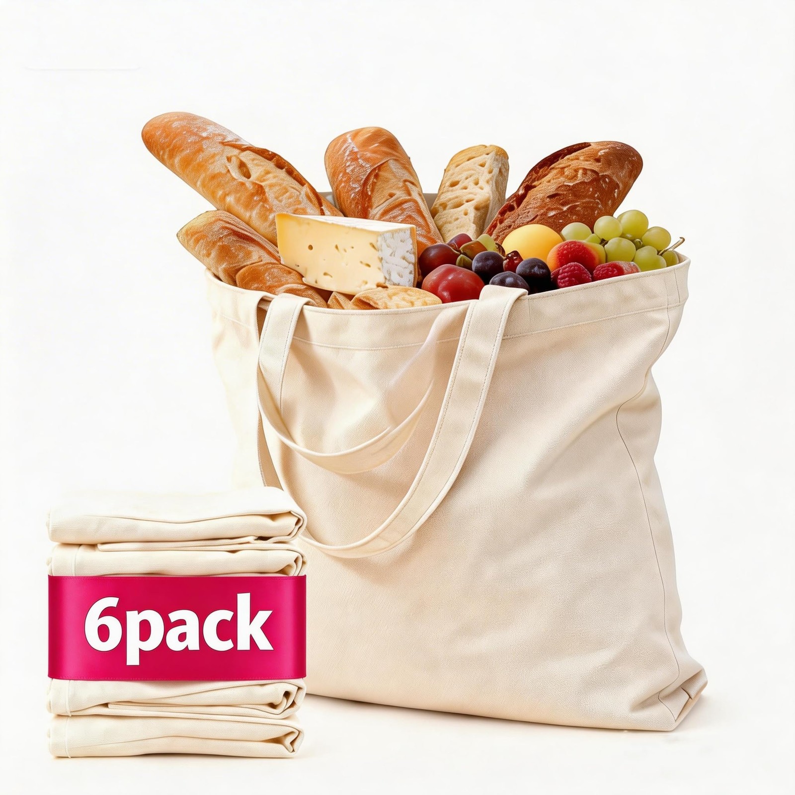 6pack Canvas Tote Bag for Women Plain Canvas Tote Bags 2/6/12/24/48Blank Tote…